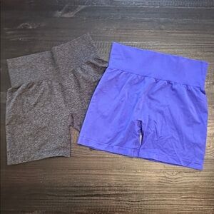 Seamless Gym Shorts Dark Gray and Blue Size Large